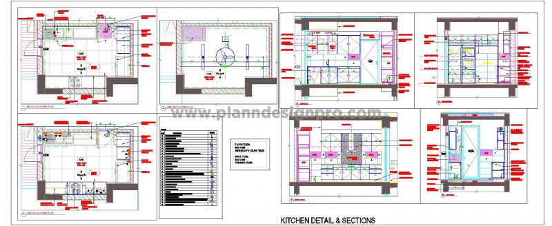 Modular Kitchen CAD DWG 14'x10' Layout with Elevations